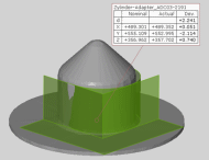 Primitive (cylinder) measured with a GOM adapter
