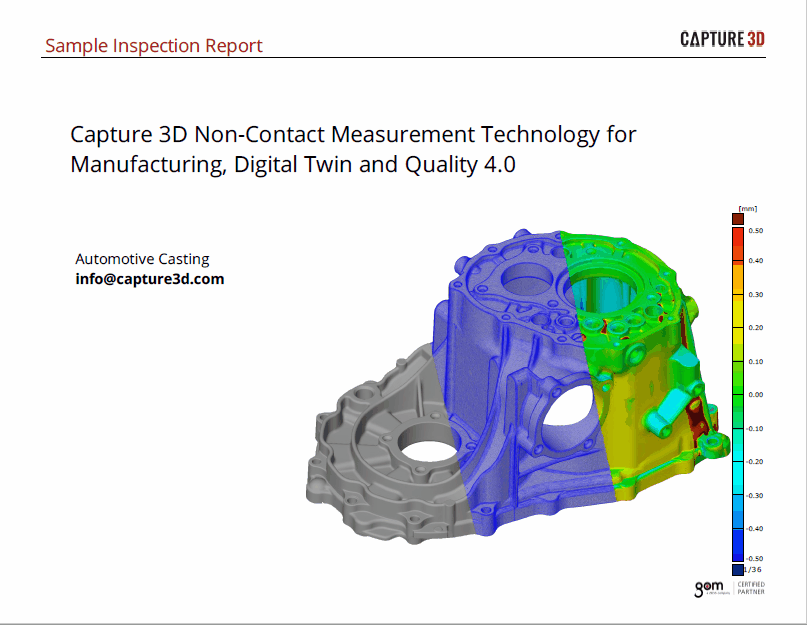 Quality 4.0 sample dimensional inspection report from 3D scanner