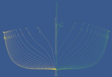 Rib shape, based on the calculated boat model